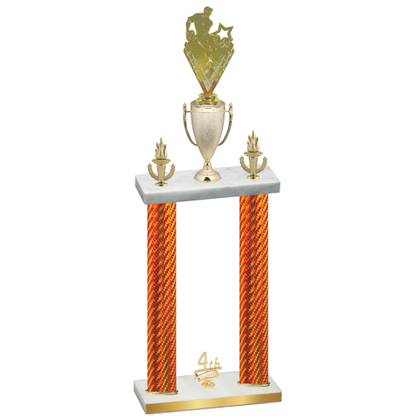Double Orange Carbon Fiber Fourth Place Rugby Trophy