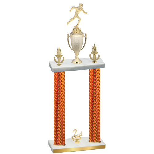Double Orange Carbon Fiber Second Place Running Trophy