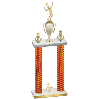 Double Orange Carbon Fiber Third Place Tennis Trophy