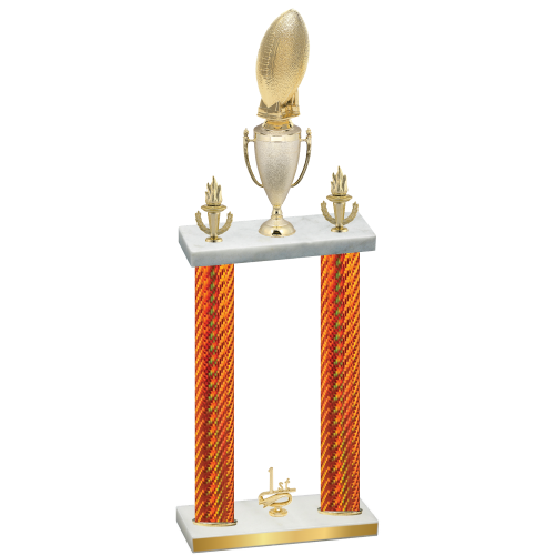 Double Orange Carbon Fiber First Place Football Trophy