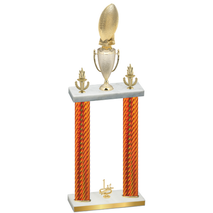 Double Orange Carbon Fiber First Place Football Trophy