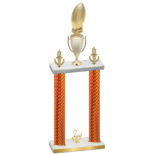 Double Orange Carbon Fiber Second Place Football Trophy