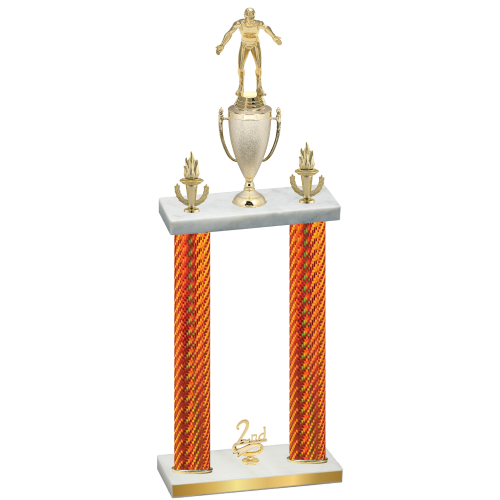 Double Orange Carbon Fiber Second Place Wrestling Trophy