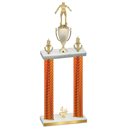 Double Orange Carbon Fiber Fourth Place Wrestling Trophy