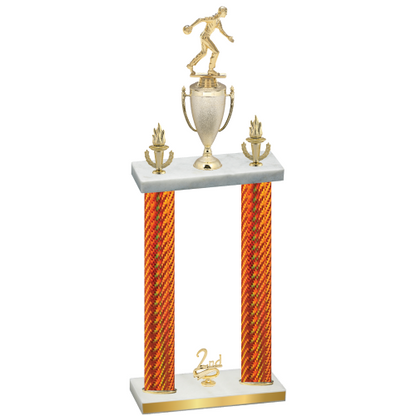 Double Orange Carbon Fiber Second Place Bowling Trophy