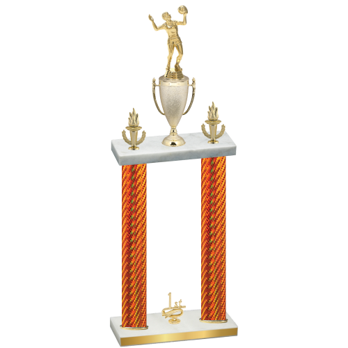 Double Orange Carbon Fiber First Place Volleyball Trophy