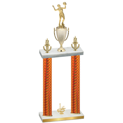 Double Orange Carbon Fiber First Place Volleyball Trophy