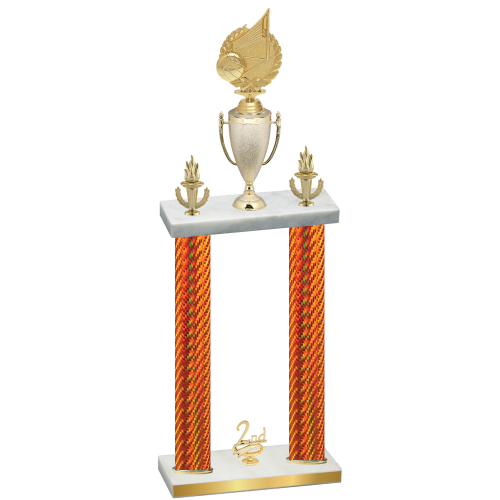 Double Orange Carbon Fiber Second Place Volleyball Trophy