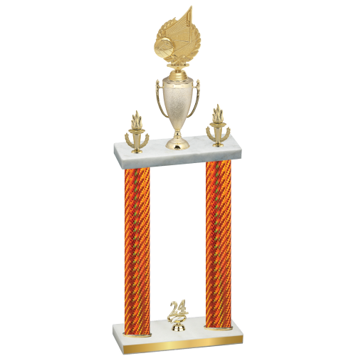 Double Orange Carbon Fiber Year Volleyball Trophy