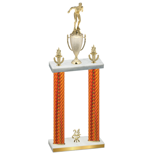 Double Orange Carbon Fiber Year Swimming Trophy