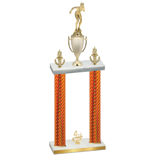 Double Orange Carbon Fiber Fourth Place Tennis Trophy