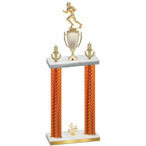 Double Orange Carbon Fiber Fourth Place Football Trophy