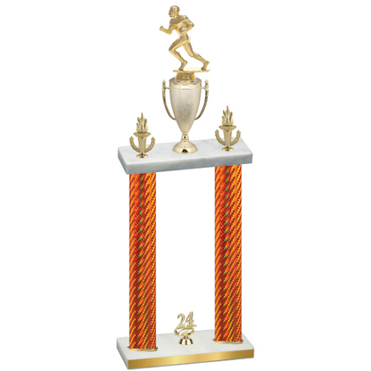Double Orange Carbon Fiber Year Football Trophy