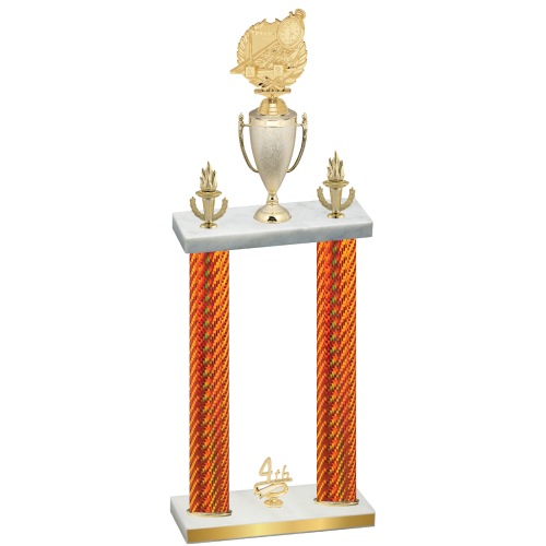 Double Orange Carbon Fiber Fourth Place Swimming Trophy