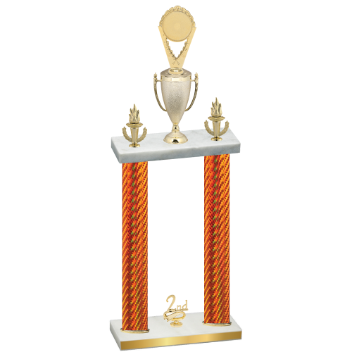 Double Orange Carbon Fiber Second Place Insert Trophy