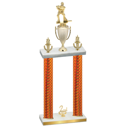 Double Orange Carbon Fiber Second Place Hockey Trophy