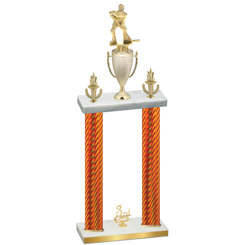 Double Orange Carbon Fiber Third Place Hockey Trophy