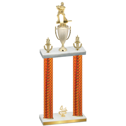 Double Orange Carbon Fiber Fourth Place Hockey Trophy