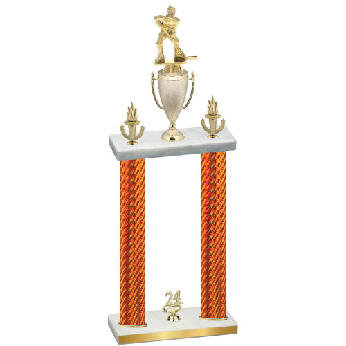 Double Orange Carbon Fiber Year Hockey Trophy