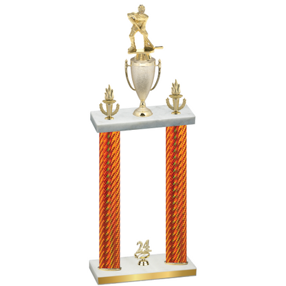 Double Orange Carbon Fiber Year Hockey Trophy