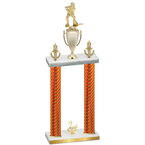 Double Orange Carbon Fiber Second Place Hockey Trophy