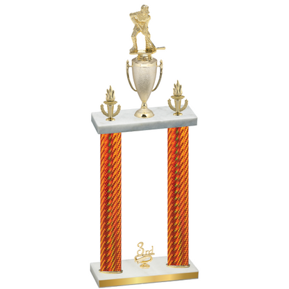 Double Orange Carbon Fiber Third Place Hockey Trophy