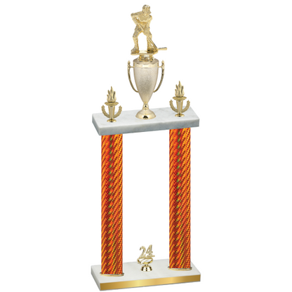 Double Orange Carbon Fiber Year Hockey Trophy
