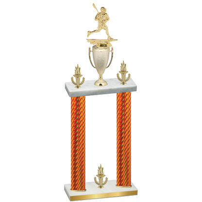Double Orange Carbon Fiber Victory Lacrosse Trophy