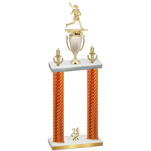 Double Orange Carbon Fiber Year Lacrosse Trophy