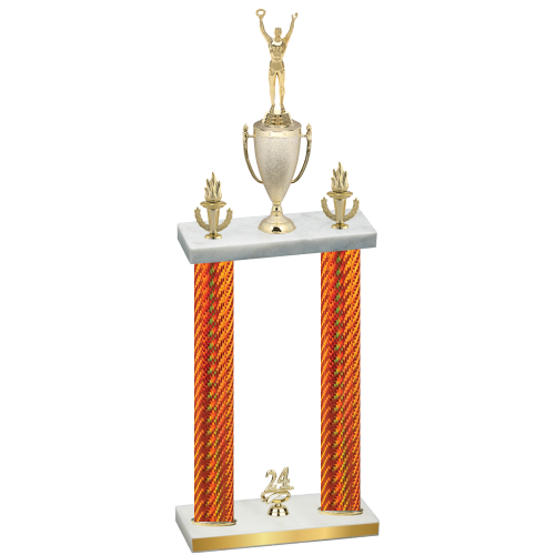 Double Orange Carbon Fiber Year Victory Trophy
