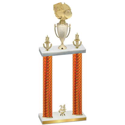 Double Orange Carbon Fiber Year Basketball Trophy