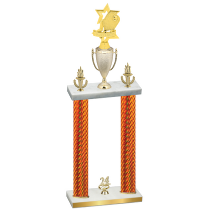 Double Orange Carbon Fiber Year Pickleball Trophy