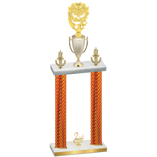 Double Orange Carbon Fiber Second Place Pickleball Trophy