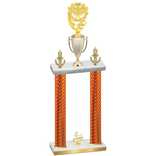 Double Orange Carbon Fiber Fourth Place Pickleball Trophy