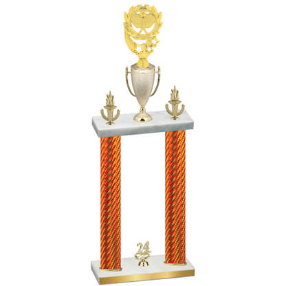 Double Orange Carbon Fiber Year Pickleball Trophy