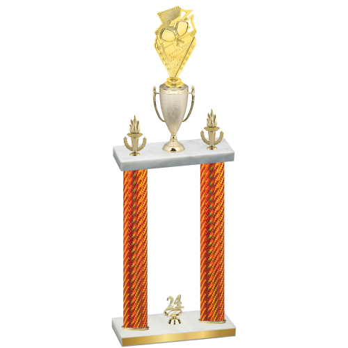 Double Orange Carbon Fiber Year Pickleball Trophy