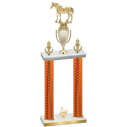 Double Orange Carbon Fiber Third Place Horses Trophy