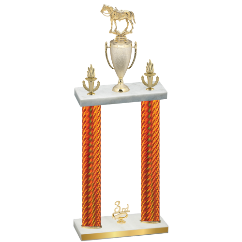 Double Orange Carbon Fiber Third Place Horses Trophy