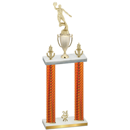 Double Orange Carbon Fiber Year Basketball Trophy
