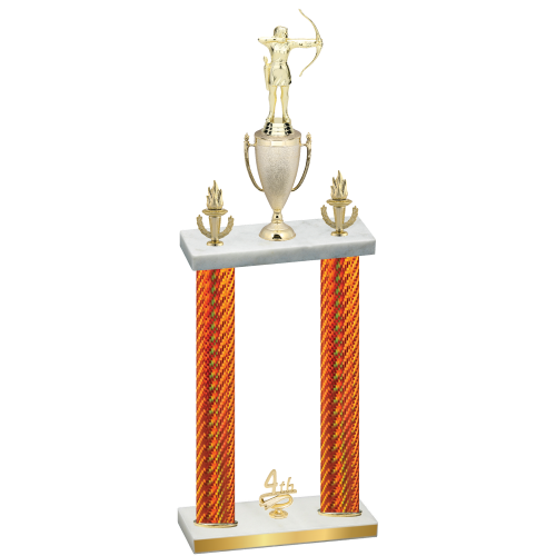 Double Orange Carbon Fiber Fourth Place Archery Trophy