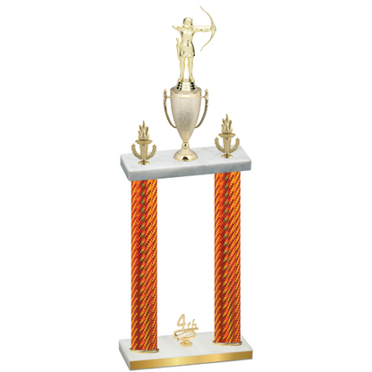 Double Orange Carbon Fiber Fourth Place Archery Trophy
