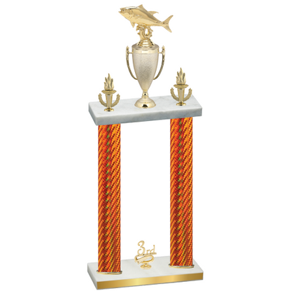 Double Orange Carbon Fiber Third Place Fishing Trophy