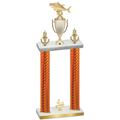 Double Orange Carbon Fiber Fourth Place Fishing Trophy