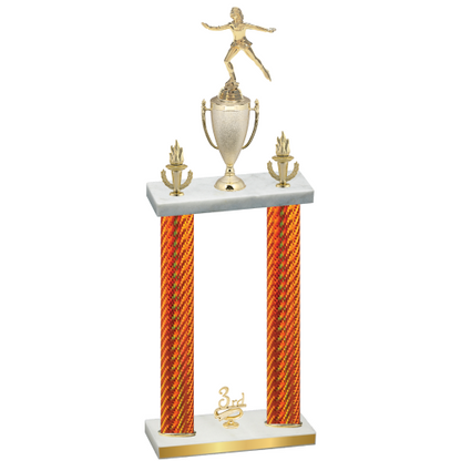 Double Orange Carbon Fiber Third Place Skater Trophy