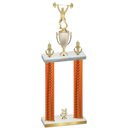Double Orange Carbon Fiber Year Weights Trophy