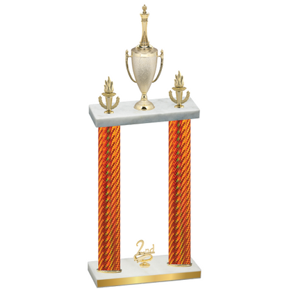 Double Orange Carbon Fiber Second Place Chess Trophy