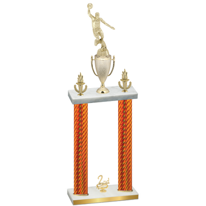Double Orange Carbon Fiber Second Place Basketball Trophy