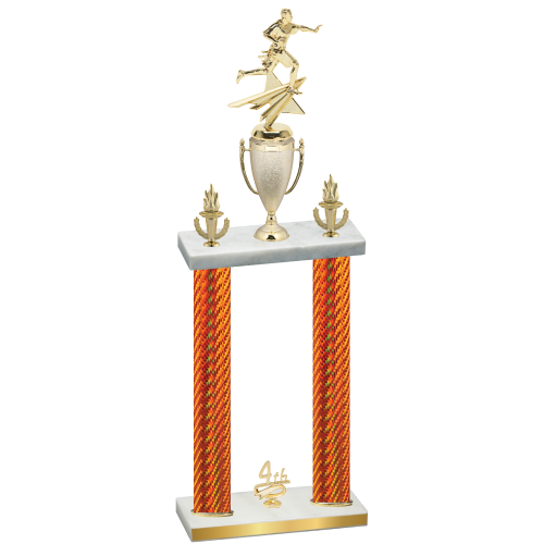 Double Orange Carbon Fiber Fourth Place Flag Football Trophy