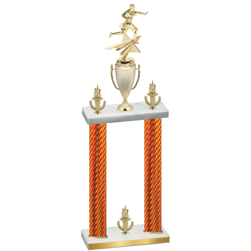 Double Orange Carbon Fiber Victory Flag Football Trophy