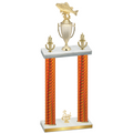 Double Orange Carbon Fiber Third Place Fishing Trophy